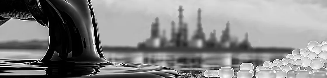Plastic pellets and crude oil